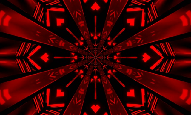 Terowongan Neon Merah Kaleidoscope Burst VJ Loop 5:3 Wide 60fps Screensaver
