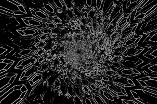 Terowongan Neon Kristal Heksagon Screensaver 3:2 Surface 60fps VJ Loop