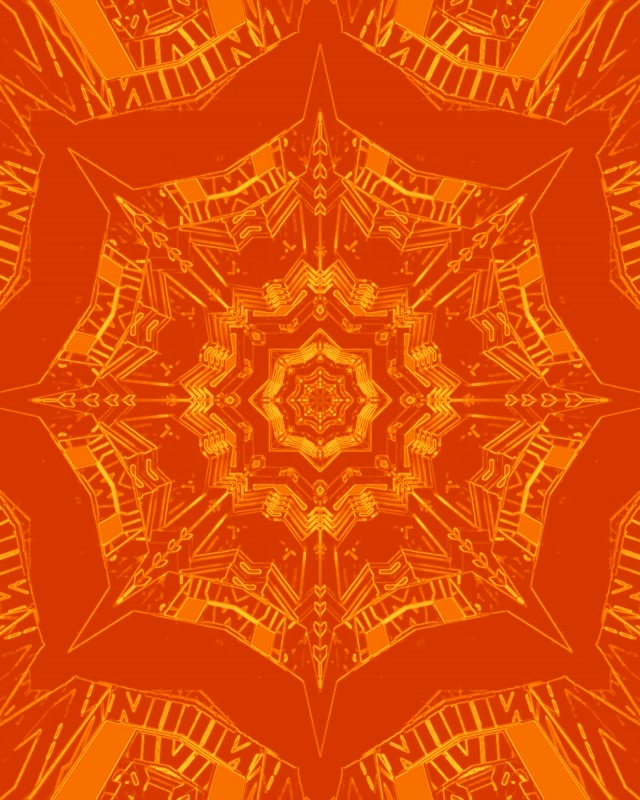 Terowongan Neon Mandala Bintang Oranye VJ Loop 4:5 Instagram 60fps Screensaver