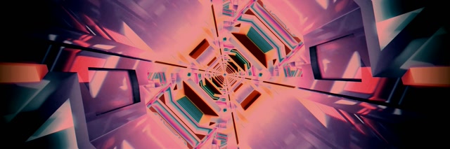 Terowongan Neon Ledakan Kaleidoskop 3:1 Triple Wide 60fps Screensaver Vj Loop