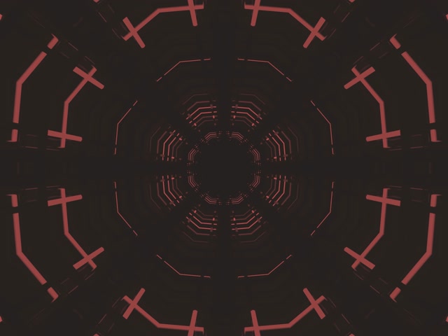 Terowongan Neon Kaleidoskop Salib Merah VJ Loop 4:3 Klasik 60fps Screensaver
