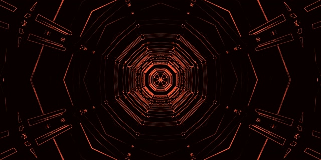 Terowongan Neon Oktagon Merah VJLoops 2:1 Univisium 60fps Screensaver