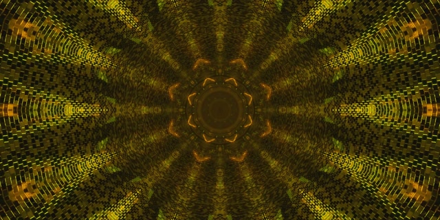 Terowongan Neon Kaleidoskop Fraktal Emas VJLoops 2:1 Univisium 60fps Screensaver