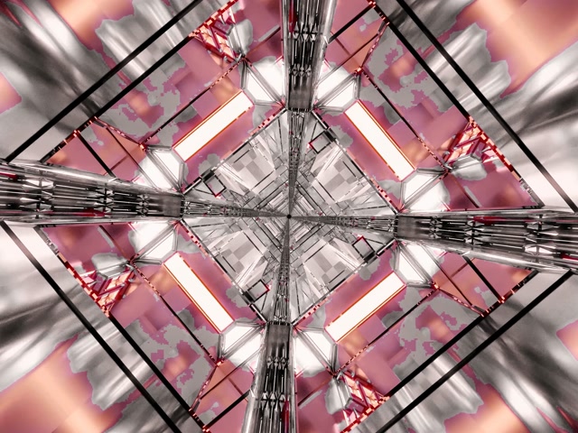 Terowongan Neon Kaleidoskop Berlian Pink VJLoops 4:3 Classic 60fps Screensaver
