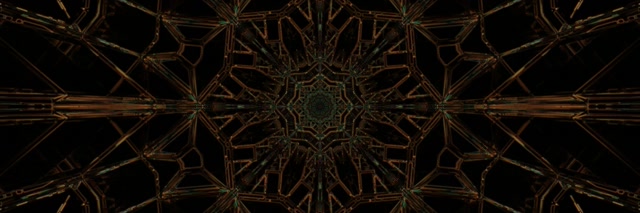 Terowongan Neon Tembaga Mandala Screensaver 3:1 Triple Wide 60fps VJ Loop