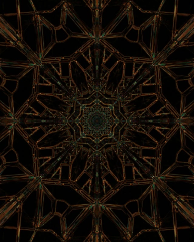 Terowongan Neon Fraktal Hijau Emas Screensaver 60fps 4:5 Instagram VJ Loop