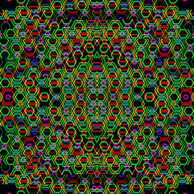 1:1 Square 60fps Neon Hexagon Geometric Screensaver Motion Background VJ Loop