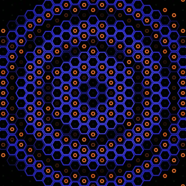 1:1 Square | 60fps Neon Hexagon Network Screensaver VJ Loop