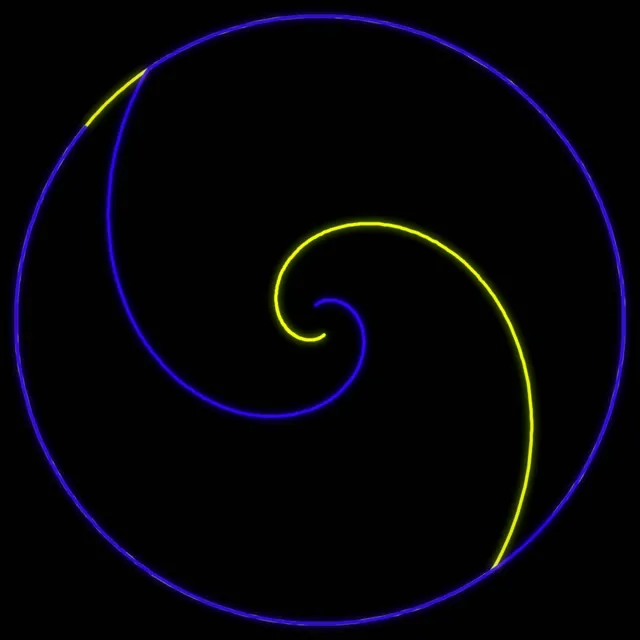 1:1 Square | 60fps Neon Spiral Motion Background - Blue Yellow Glow Loop