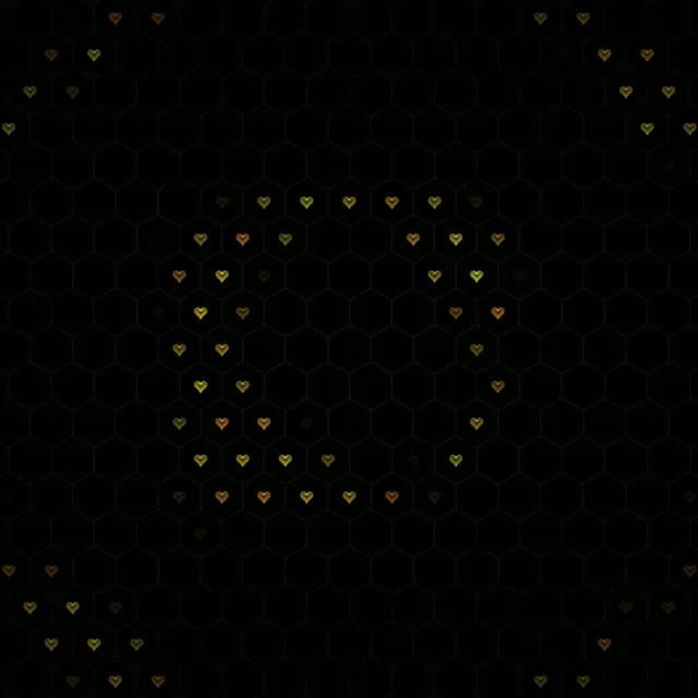 1:1 Square | 60fps Screensaver - Golden Hearts Hexagonal Pattern | Live Wallpaper