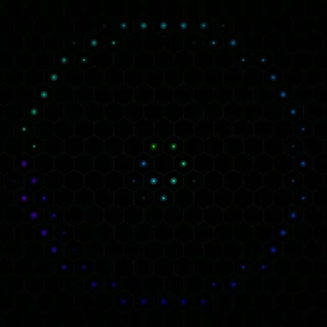 1:1 Square | 60fps Screensaver Motion Background - Glowing Particle Hexagon Network