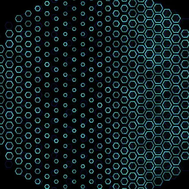 1:1 Square 60fps Screensaver Neon Tunnel Live Wallpaper Cyan Hexagonal Pattern