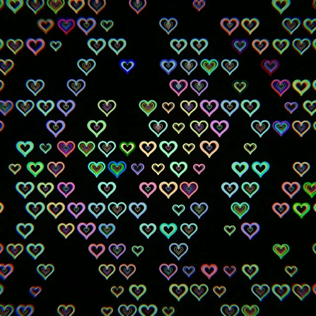 1:1 Square Colorful Neon Hearts 60fps Motion Background Screensaver