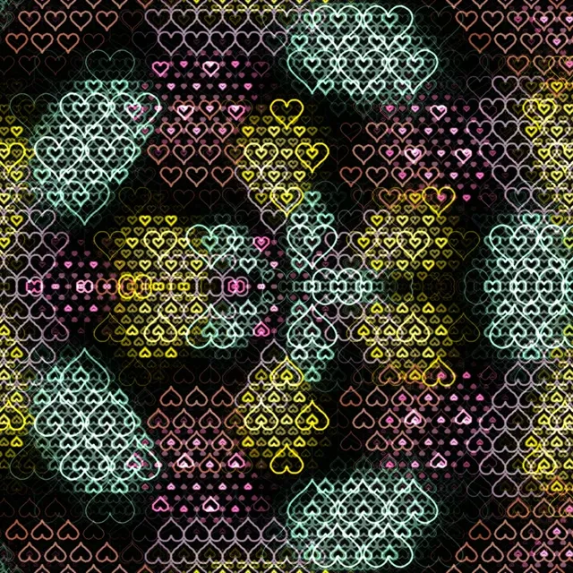 1:1 Square Colorful Neon Hearts 60fps Screensaver VJ Loop