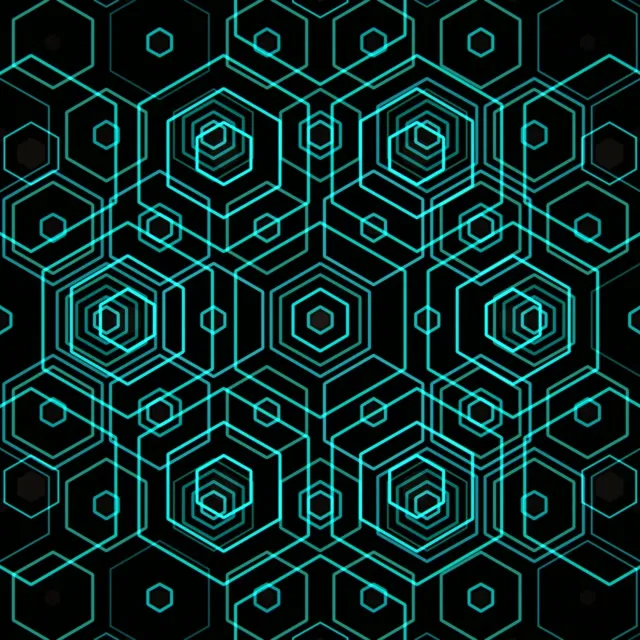 1:1 Square | Cyan Hexagon Grid 60fps Screensaver Live Wallpaper