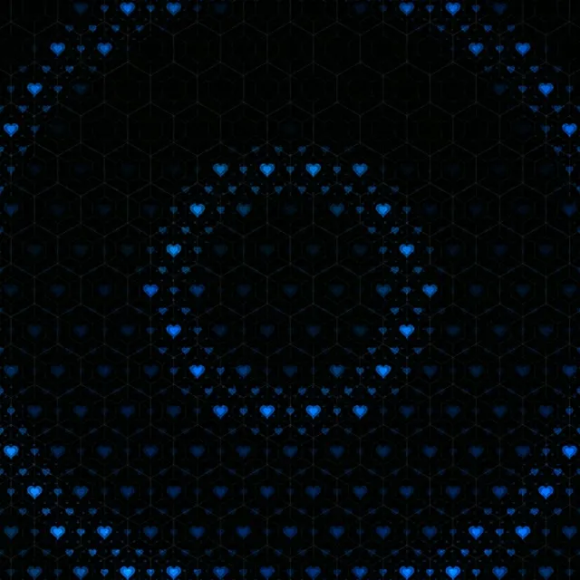 1:1 Square | Glowing Blue Hearts Hexagon 60fps Screensaver VJ Motion Background