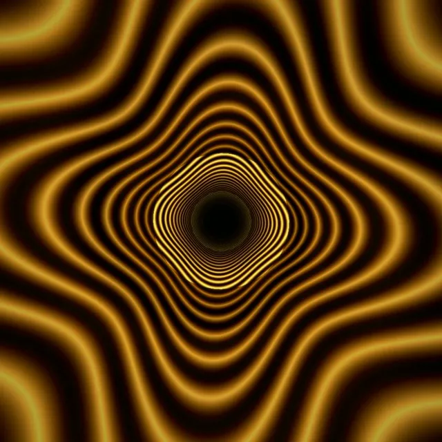 1:1 Square | Gold Concentric Waves 60fps Screensaver Motion Loop