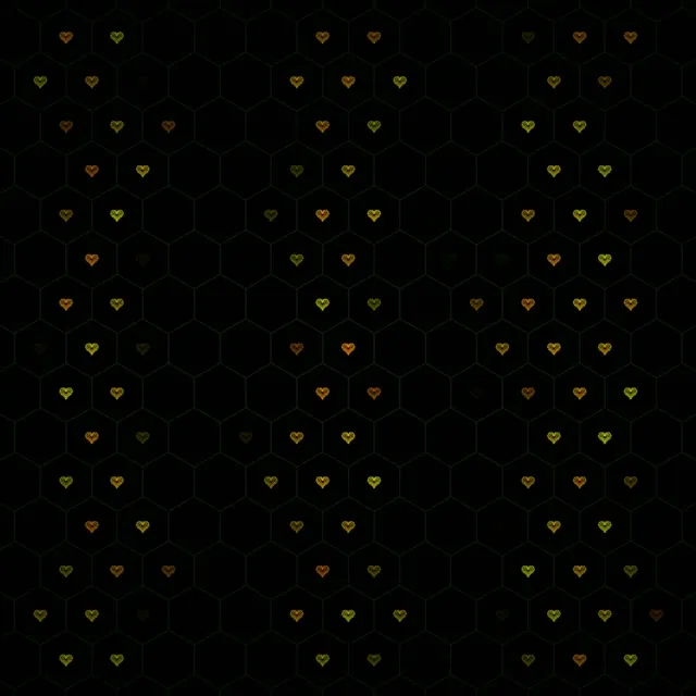 1:1 Square | Gold Hearts Hexagon Pattern 60fps Screensaver Motion Background