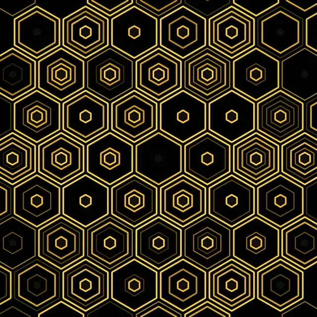 1:1 Square Gold Hexagon 60fps Motion Background Screensaver