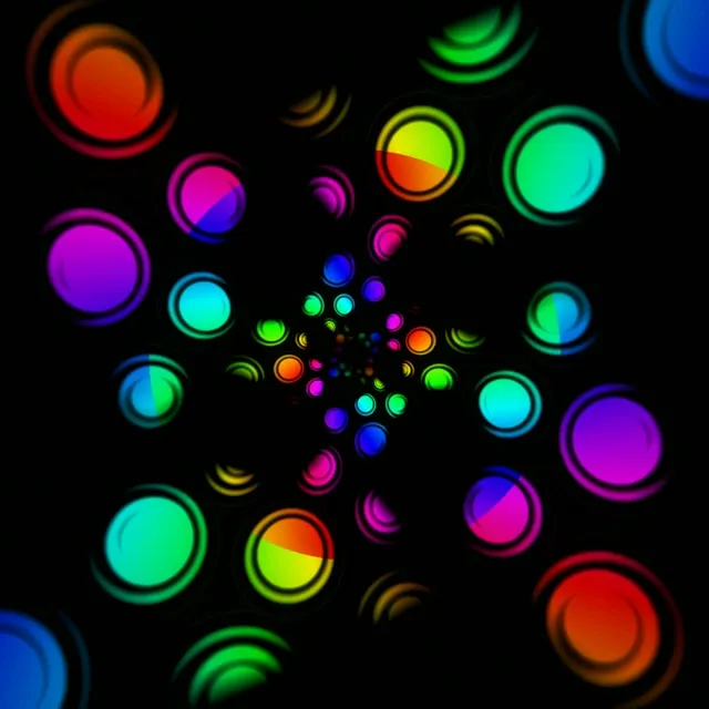 1:1 Square | Neon Circles Motion Design 60fps Screensaver VJ Loop