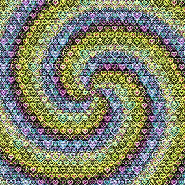 1:1 Square | Neon Hearts 60fps Motion Background Screensaver Loop