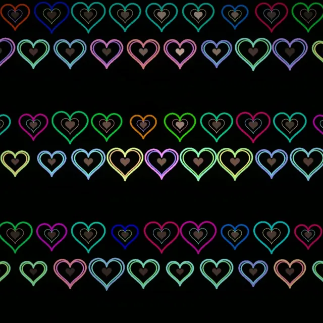 1:1 Square | Neon Hearts 60fps Motion Background Screensaver VJ Loop