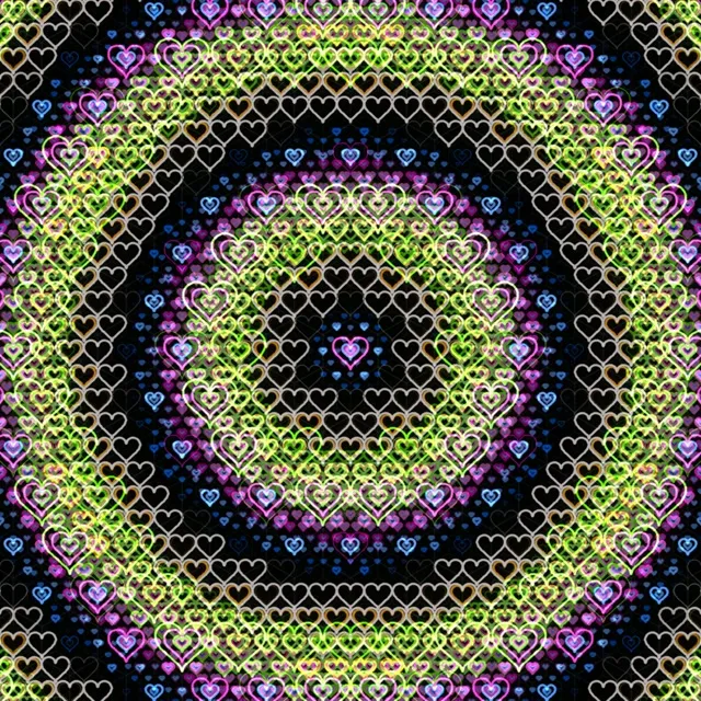 1:1 Square | Neon Hearts 60fps Screensaver Motion Background