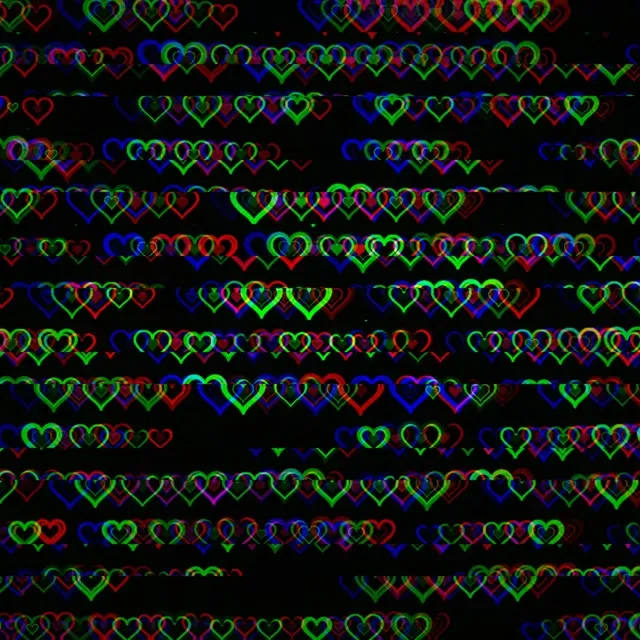 1:1 Square | Neon Hearts Falling 60fps Motion Background Screensaver