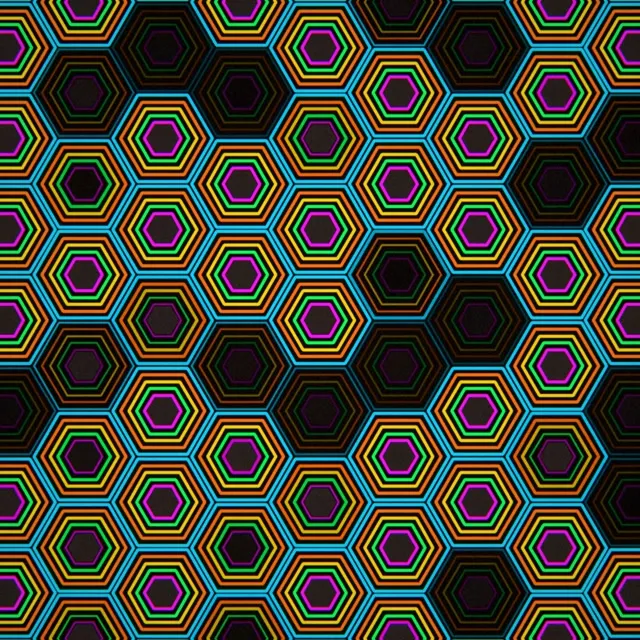 1:1 Square Neon Hexagon 60fps Screensaver Motion Background VJ