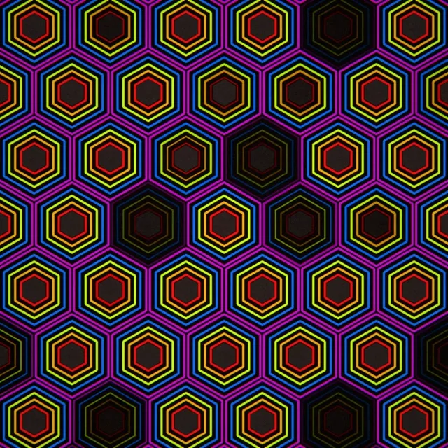 1:1 Square | Neon Hexagon 60fps VJ Loop Screensaver Background