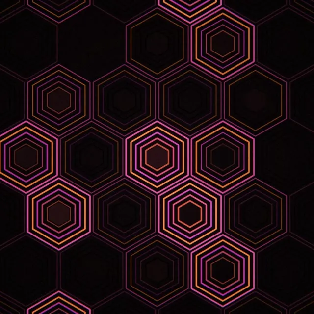 1:1 Square Neon Hexagon Grid 60fps Motion Background Screensaver