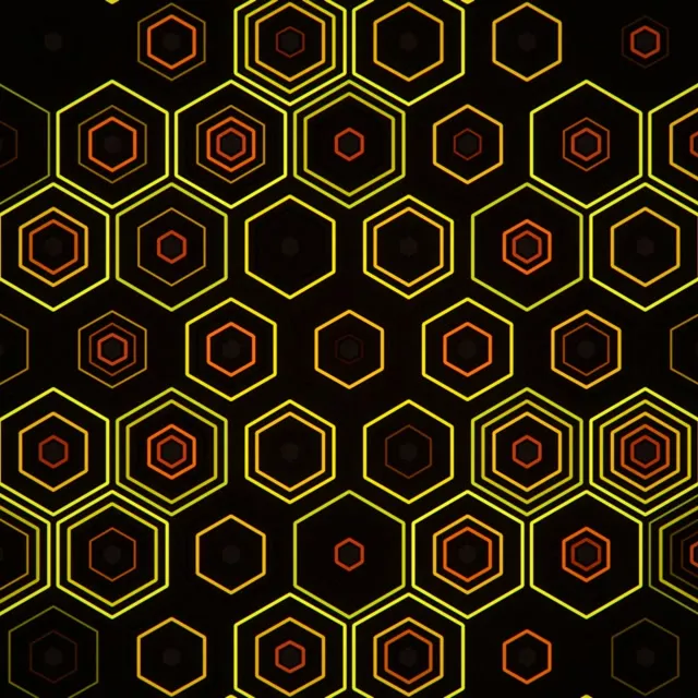 1:1 Square | Neon Hexagon Grid 60fps Screensaver VJ Backdrop