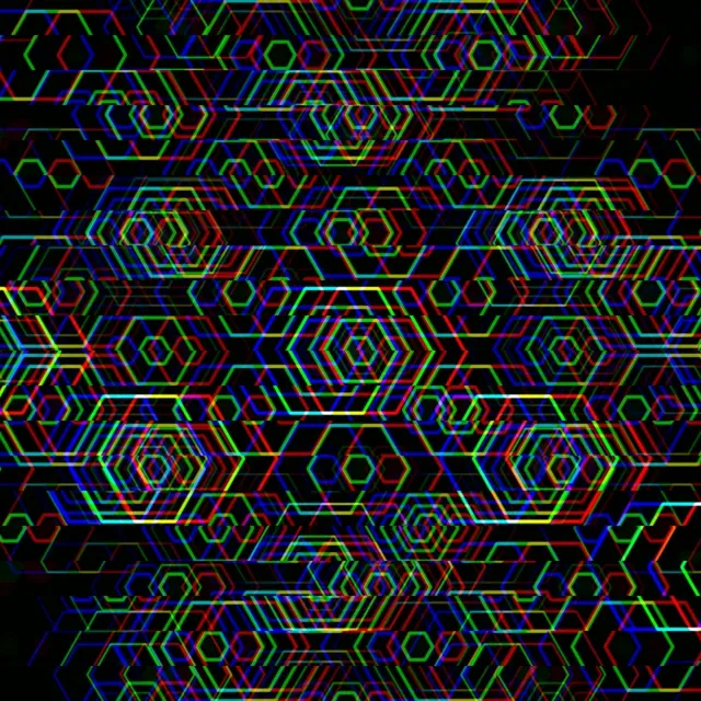 1:1 Square | Neon Hexagon Motion Background 60fps VJ Screensaver