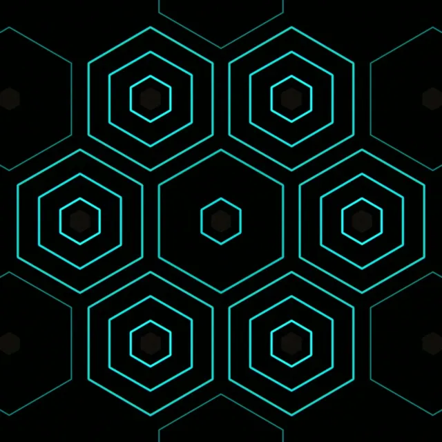 1:1 Square | Neon Hexagon Network 60fps Screensaver Live Wallpaper