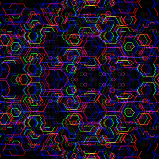 1:1 Square | Neon hexagon seamless 60fps screensaver motion background