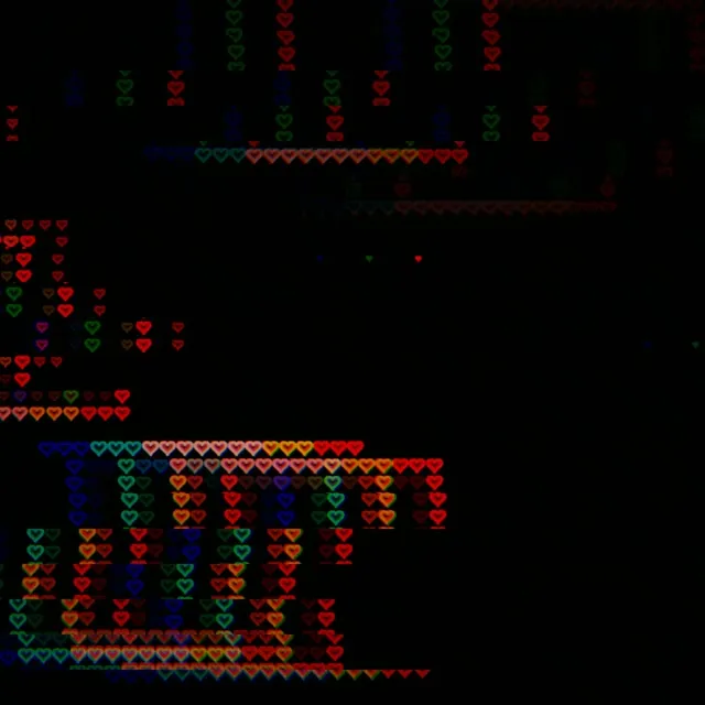 1:1 Square | Neon pixel art hearts 60fps screensaver motion bg
