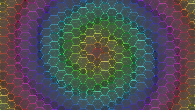 4K UHD 60fps Neon Hexagon Kaleidoscope Screensaver VJ Loop