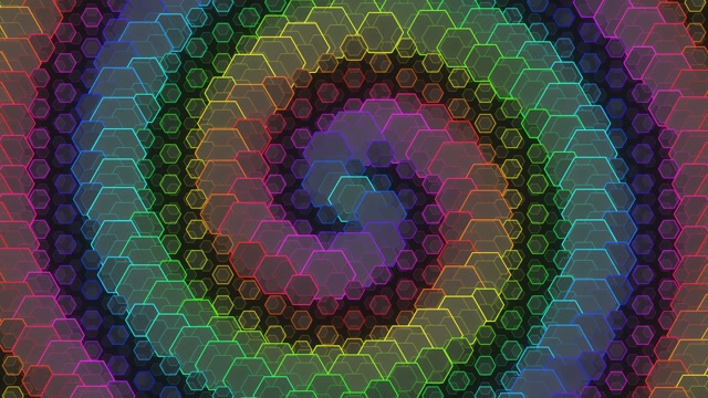 4K UHD 60fps Neon Hexagon Kaleidoscope Screensaver Windows 10 VJ Loop