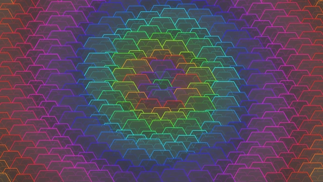 4K UHD 60fps Neon Hexagon Screensaver PC - Morphing Magenta Cyan Gold VJ Loop