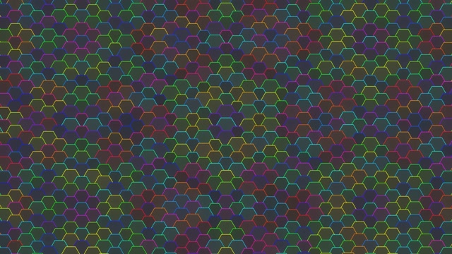 4K UHD 60fps Neon Hexagon Screensaver VJ Loop - Cyan Magenta Gold