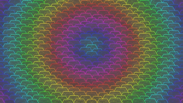 4K UHD 60fps Neon Hexagon VJ Loop | Flowing Magenta Cyan Gold