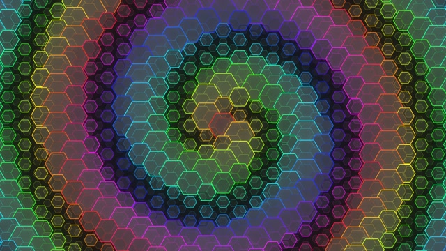 4K UHD 60fps Neon Hexagon Screensaver VJ Loop Morphing