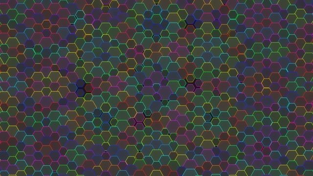 4K UHD 60FPS Neon Hexagon Screensaver VJ Loop - Pulsing Magenta Cyan Gold