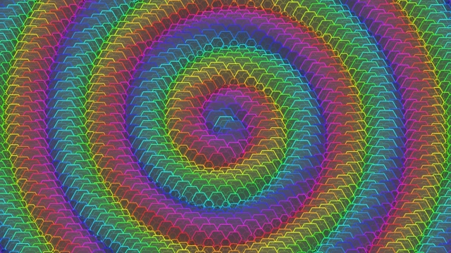 4K UHD 60fps Neon Hexagon Spiral Screensaver VJ Loop
