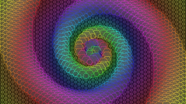 4K UHD 60fps Neon Hexagon Spiral Screensaver VJ Loop