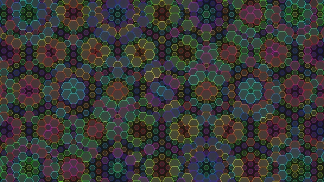 4K UHD 60fps Pulsing Hexagon Screensaver Windows 11 - Magenta Cyan Gold VJ Loop