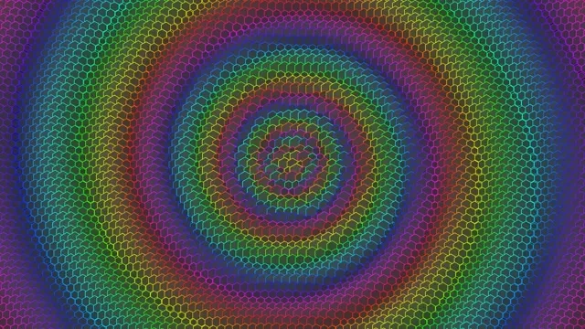 4K UHD 60fps Screensaver | Magenta Cyan Gold Hexagon Spiral VJ Loop