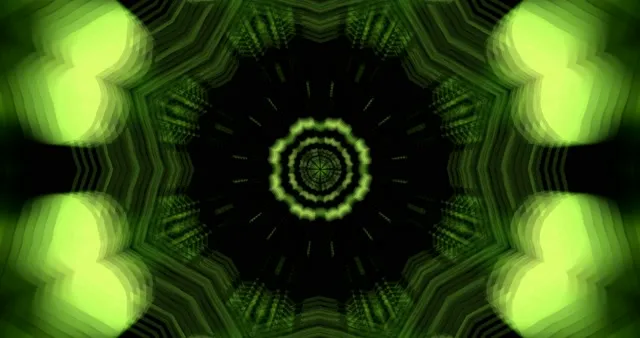 4k uhd 60fps screensaver neon tunnel green vortex kaleidoscope