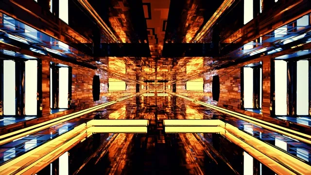 4k uhd 60fps screensaver neon tunnel orange gold vj loop