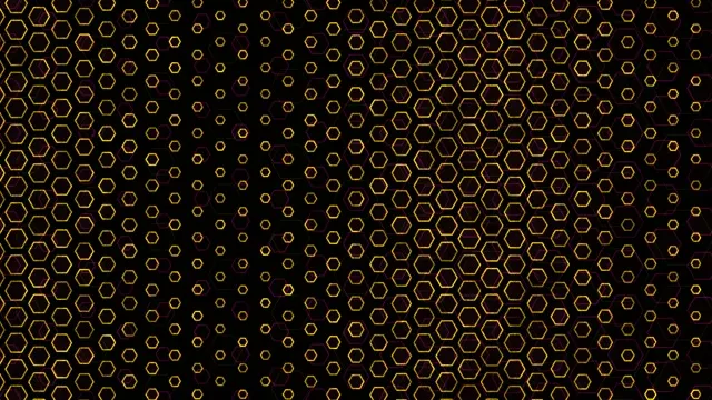 10 hours 4K UHD 60fps Screensaver Neon Tunnel VJ Loop Gold Hexagons